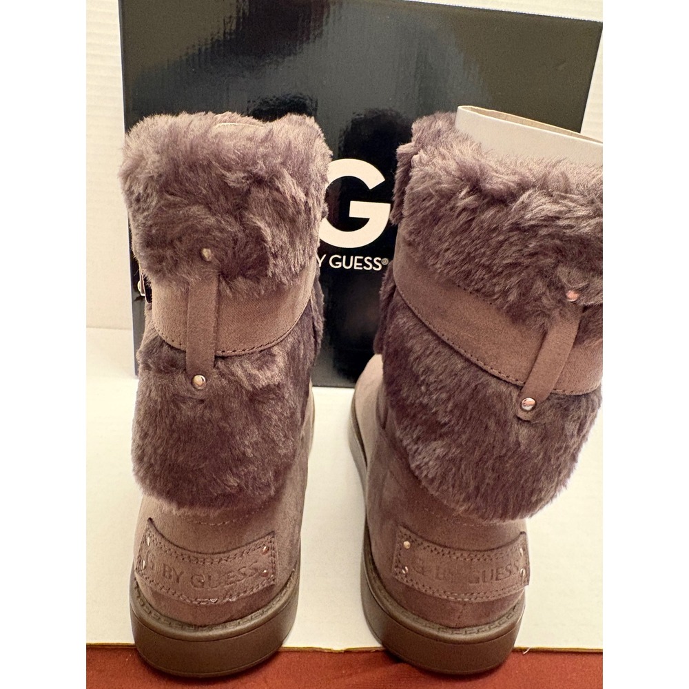 G by GUESS Ggaussie Taupe Faux Fur Buckle Mid Calf Boots Womens 6.5M - Picture 4 of 8